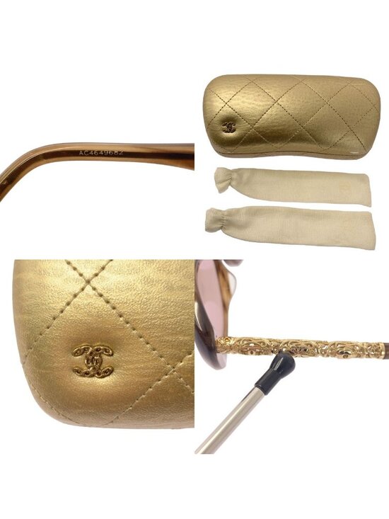 Chanel CC Logo Sunglasses Eyewear 58 15 Brown Gold main image 5
